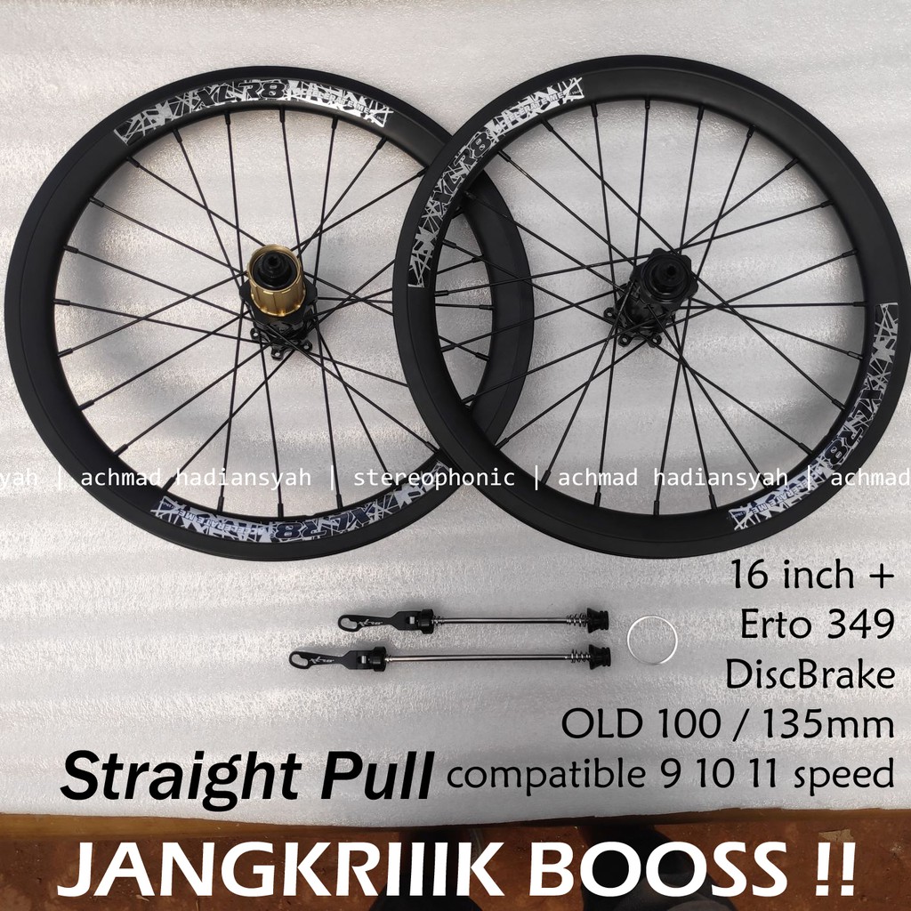 STRAIGHT Pull Wheelset XLR8 349 16 inch balap Erto 349 16inch plus Wheel Set XLR8 16in 349 DiscBrake