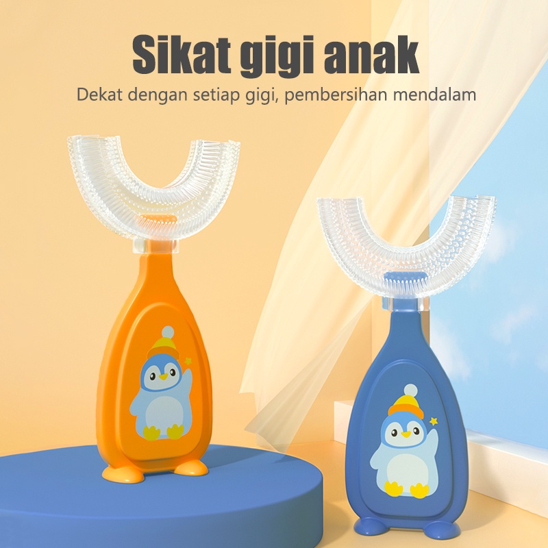 Sikat Gigi Bentuk U Bahan Silikon Untuk Anak Bayi S untuk 2-6 tahun L untuk 6-12 tahun /C 59-60