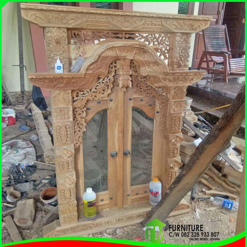 Jendela Gebyok Ukiran Kayu Jati Mentahan