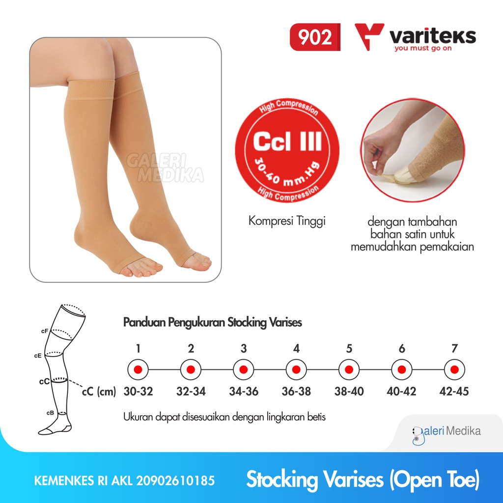 Stoking Varises / Stocking Varises Variteks 902 High Compression (Varitex) - Kompresi Berat 30-40mmHg Kelas 3 / High Compression CCL 3