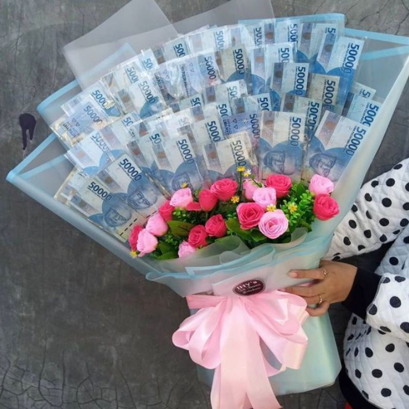 BUKET BUNGA, BUKET MONEY, BUKET DUIT BUKET HADIAH, BUCKET BUNGA UANG 50RB AN