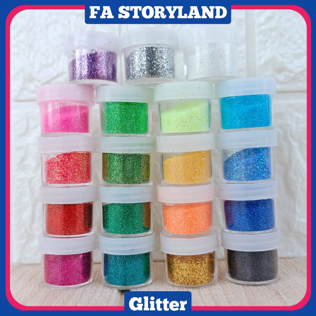 Bubuk Glitter Warna Warni Cup 10cc Serbuk Glitter Hologram Halus