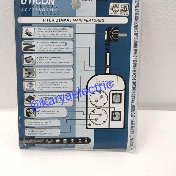 ❉ Stop Kontak Uticon 2 lubang switch ST1282SW ❂