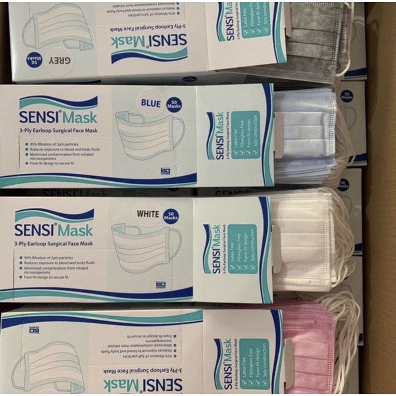 SENSI Mask Surgical Masker SENSI Mask Surgical Face Mask 4 ply 3 ply Earloop Headloop 50 pcs per box