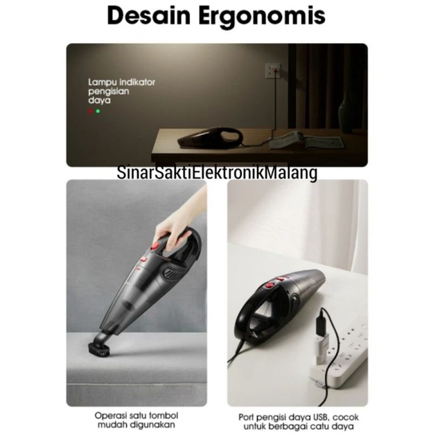 Vacuum Cleaner Wireless Samono Penghisap Debu Portable Cas Charge Rechargeable