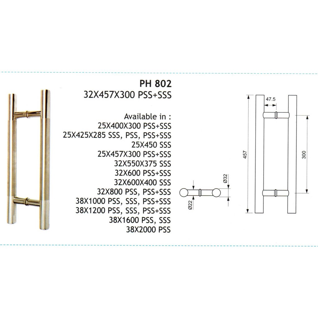 Pull Handle Dekkson Deluxe Ph Dl X Sss As X Panjang Cm