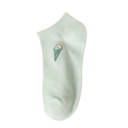MURMURE.ID | KAOS KAKI WANITA MOTIF KARAKTER CUTE KAOS KAKI PENDEK MOTIF SEMATA KAKI IMPORT MURAH-ICE - ICE MINT POLOS