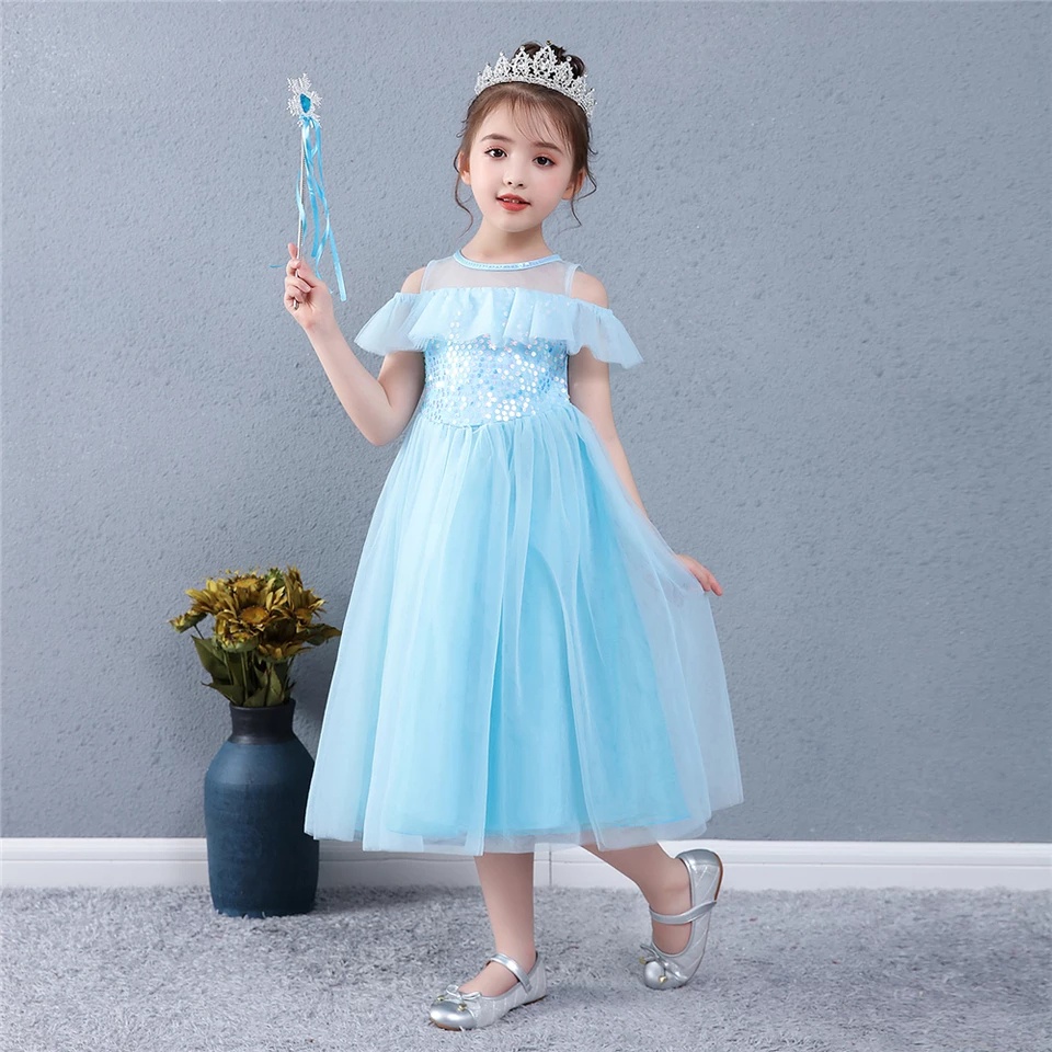 dress anak perempuan biru baju anak princess perempuan gaun anak perempuan gaun pesta anak cewek KE1