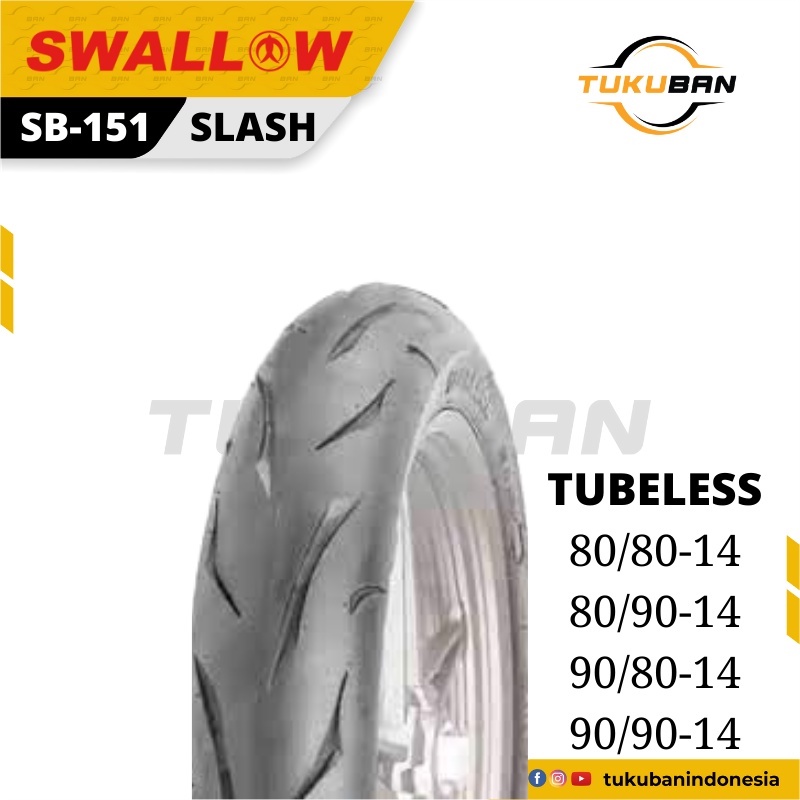 Ban Luar Motor Swallow SB151 SLASH Ring 14 Tubeless Ban Depan Belakang Mio Vario Beat 80 90