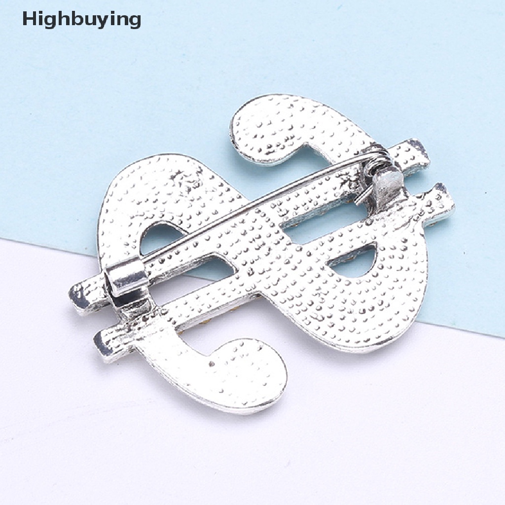 Hbid Bros Pin Vintage Hip Hop Desain Tanda Dollar Hias Berlian Imitasi Untuk Pria / Wanita