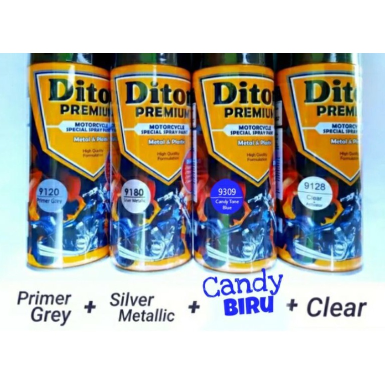 PAKET Lengkap Pilok Pilox DITON Premium Epoxy Primer Grey + Silver Metalik + Candy Blue Biru + Clear