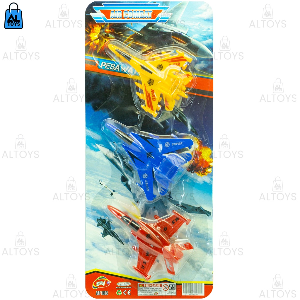 Mainan Pesawat Terbang Mini Pullback / Mainan Pesawat Jet Tempur Set isi 3
