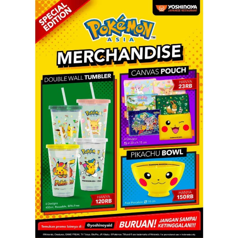 YOSHINOYA INDONESIA OFFICIAL POKEMON ASIA MERCHANDISE FRIDE MAGNET TUMBLR CANVAS PORCELYN BOWL SLING