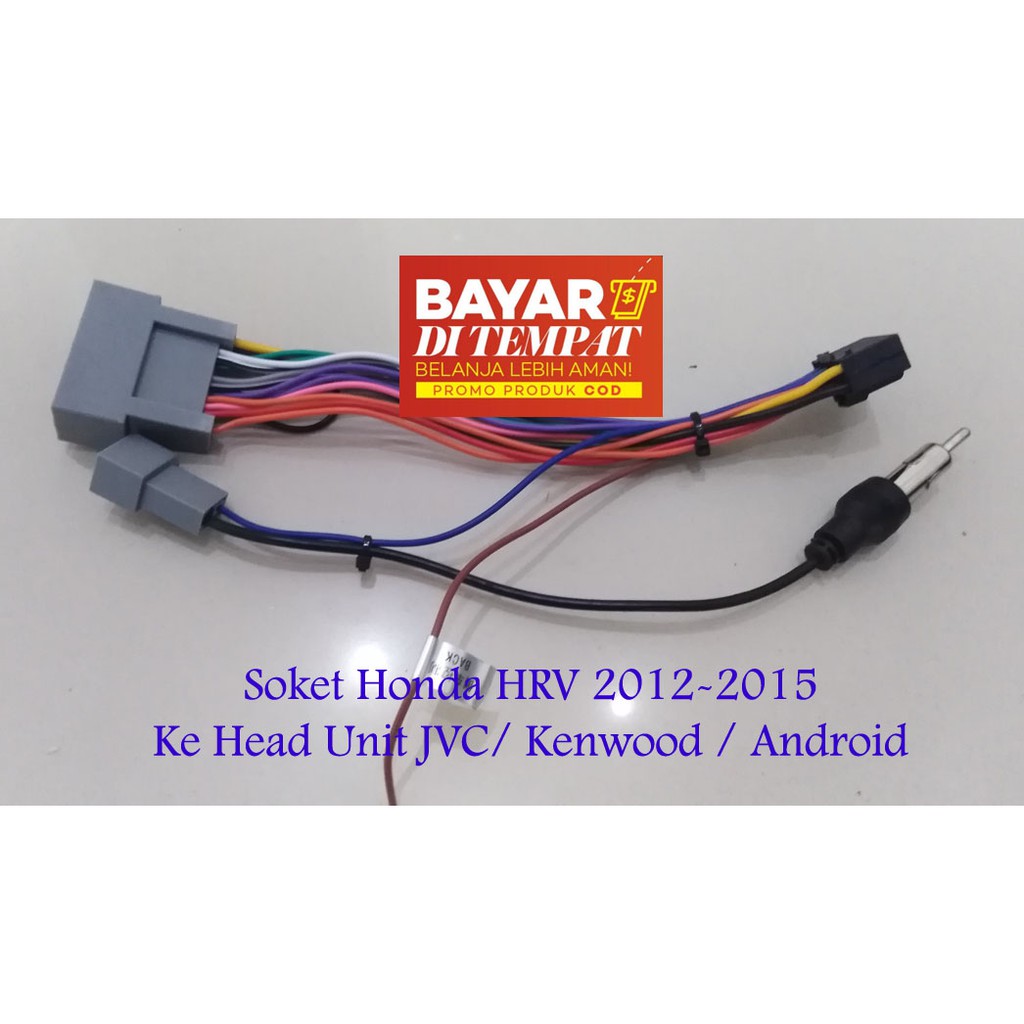 Soket PNP Honda HRV 2012-2015 ke HU Android/ JVC/ Kenwood 16 Pin