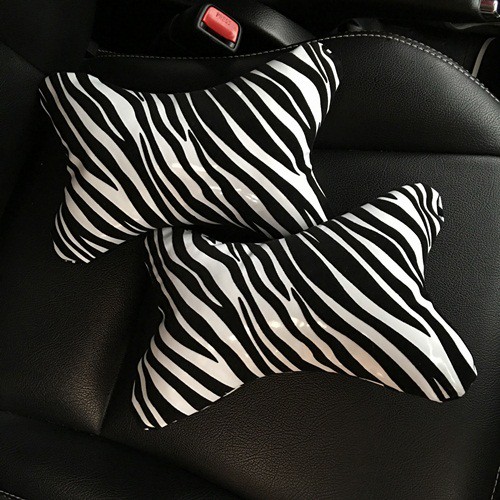 Bantal Kepala Leher Jok Mobil Hitam Putih Zebra Premium Series