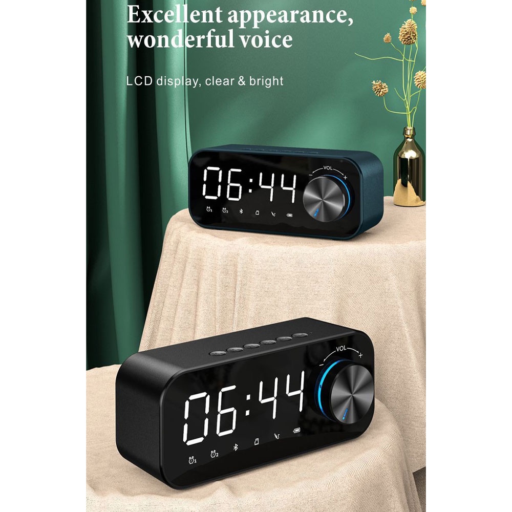 CENTECHIA Jam Alarm Clock with Bluetooth Speaker - 7RSK95BK - Black