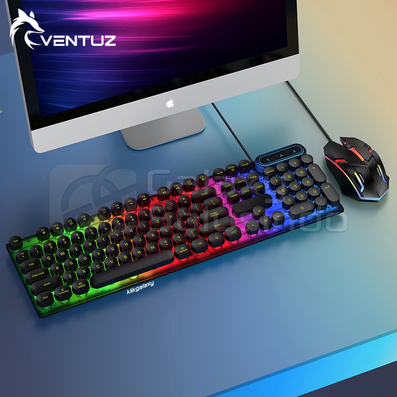 VENTUZ STRIKE X1 RGB Rainbow Gaming Keyboard Mouse - Black