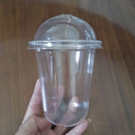 Gelas Cup Plastik Boba + tutup Cembung 14 Oz isi 10 pcs/Pesta/Ulang Tahun