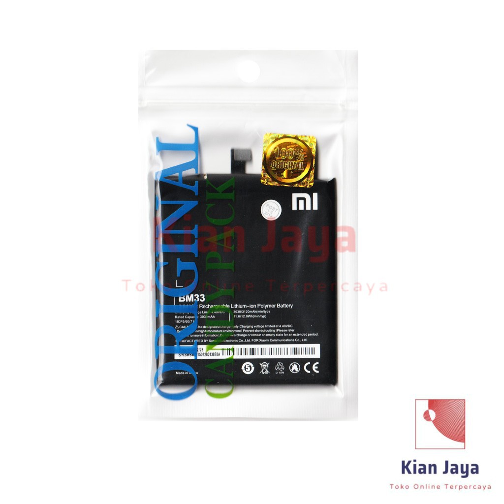 [Garansi 100% Ori] Baterai XiaoMi Mi 4i / BM33 Batre Batrai Battery Hp Mi4i BM 33 Original