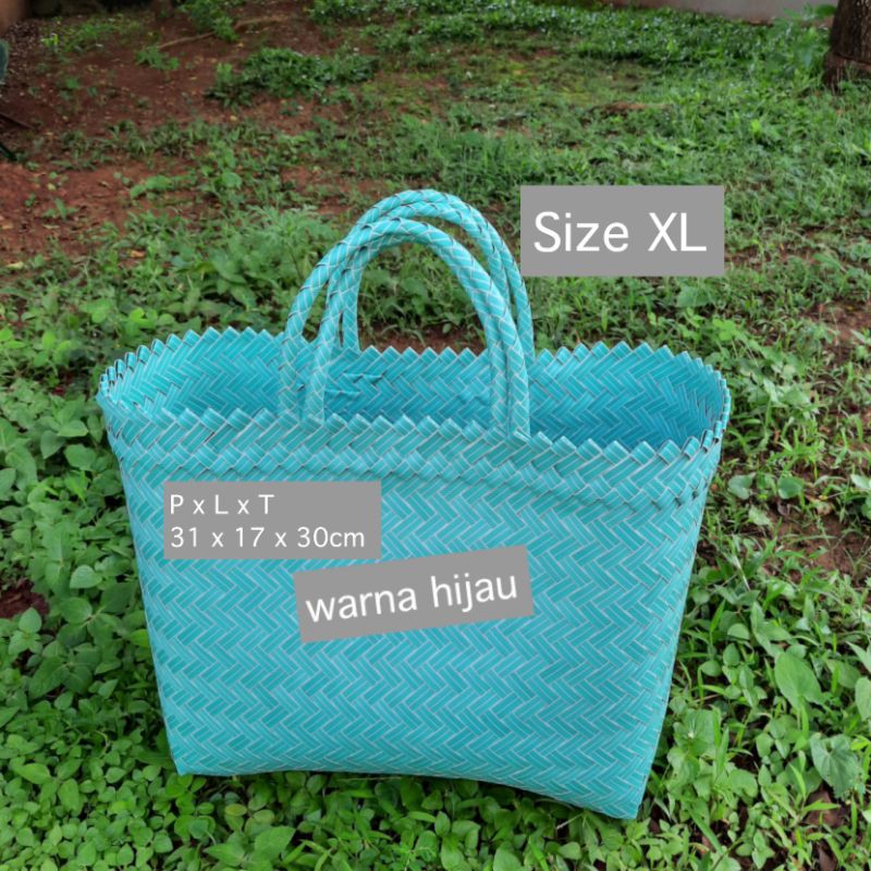 Tas Anyaman Plastik / Tas Hampers / Tas Belanja / Lurik XL E23