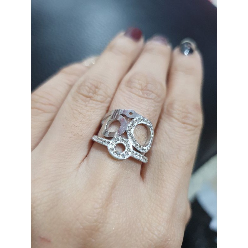 Promo Cincin Titanium Silver Premium anti karat cincin Zircon stainless steel 01 bahan Titanium All size