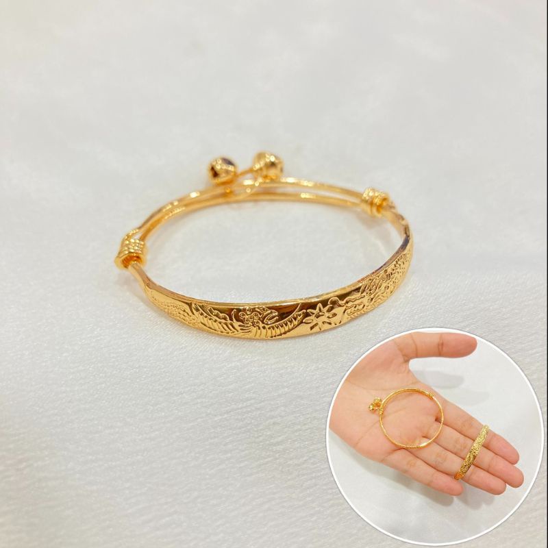 Gelang Bayi / Anak Lonceng Lapis Emas Warna 18 Karat