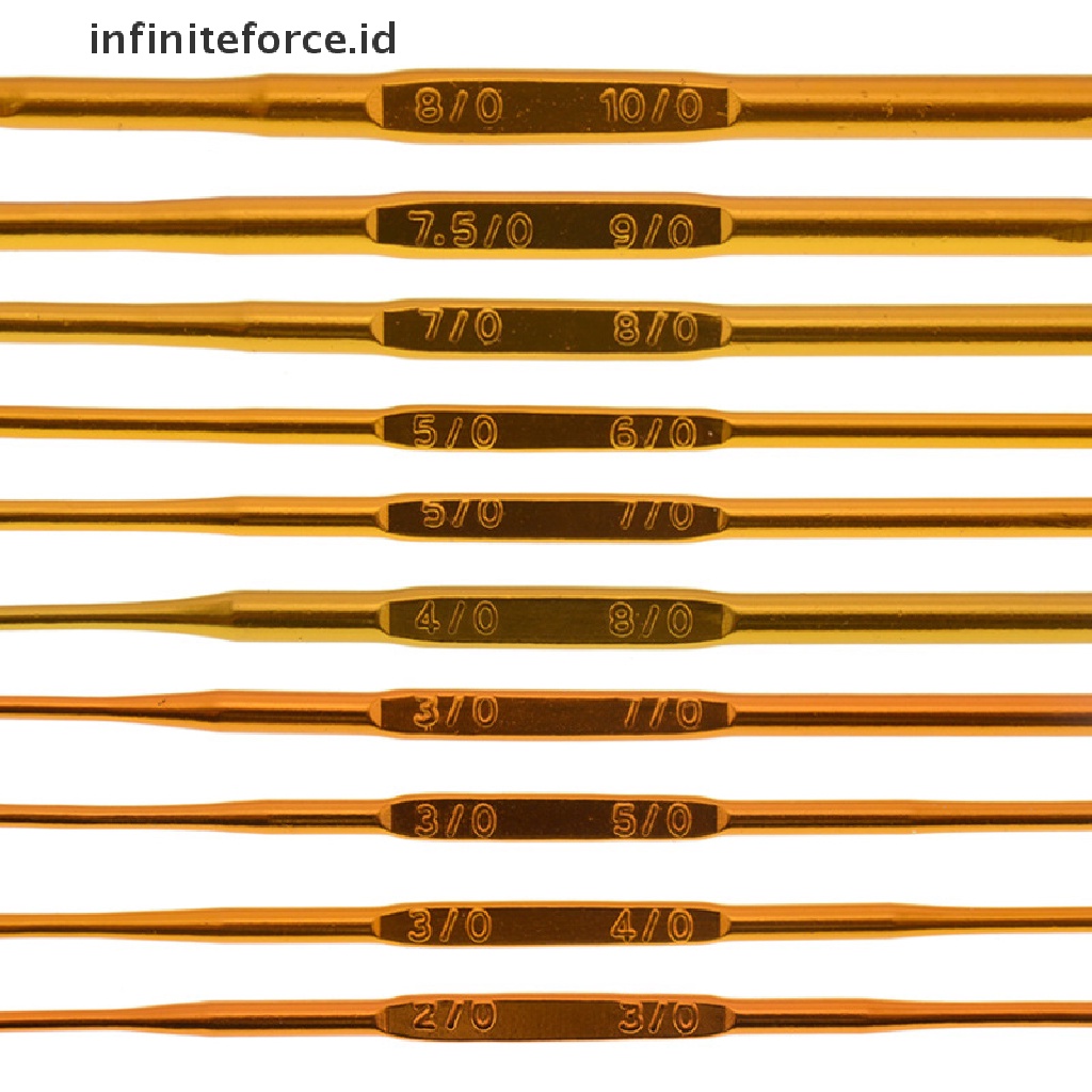 (Infiniteforce.Id) 10pcs / Set Jarum Rajut Crochet Hook Bahan Aluminum Diy