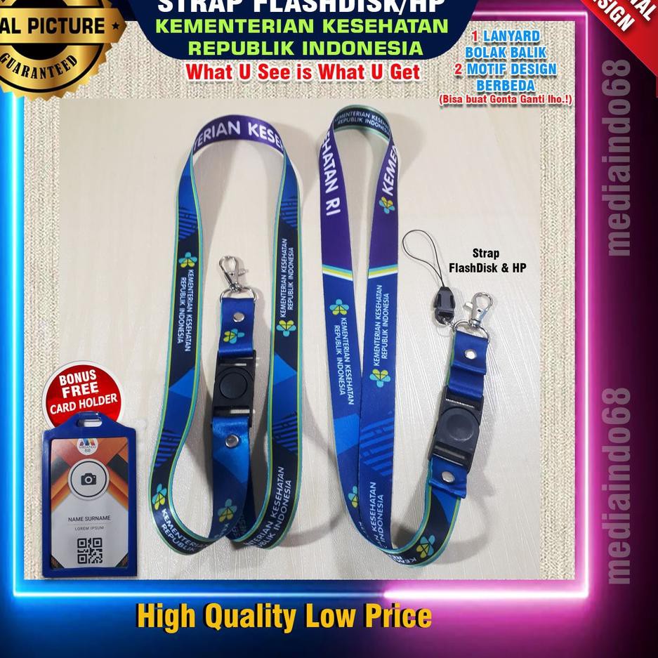 

FO KEMENKES RI Lanyard Gantungan ID Card , StrapHP, Flashdisk,Kunci FO Ready Stock-