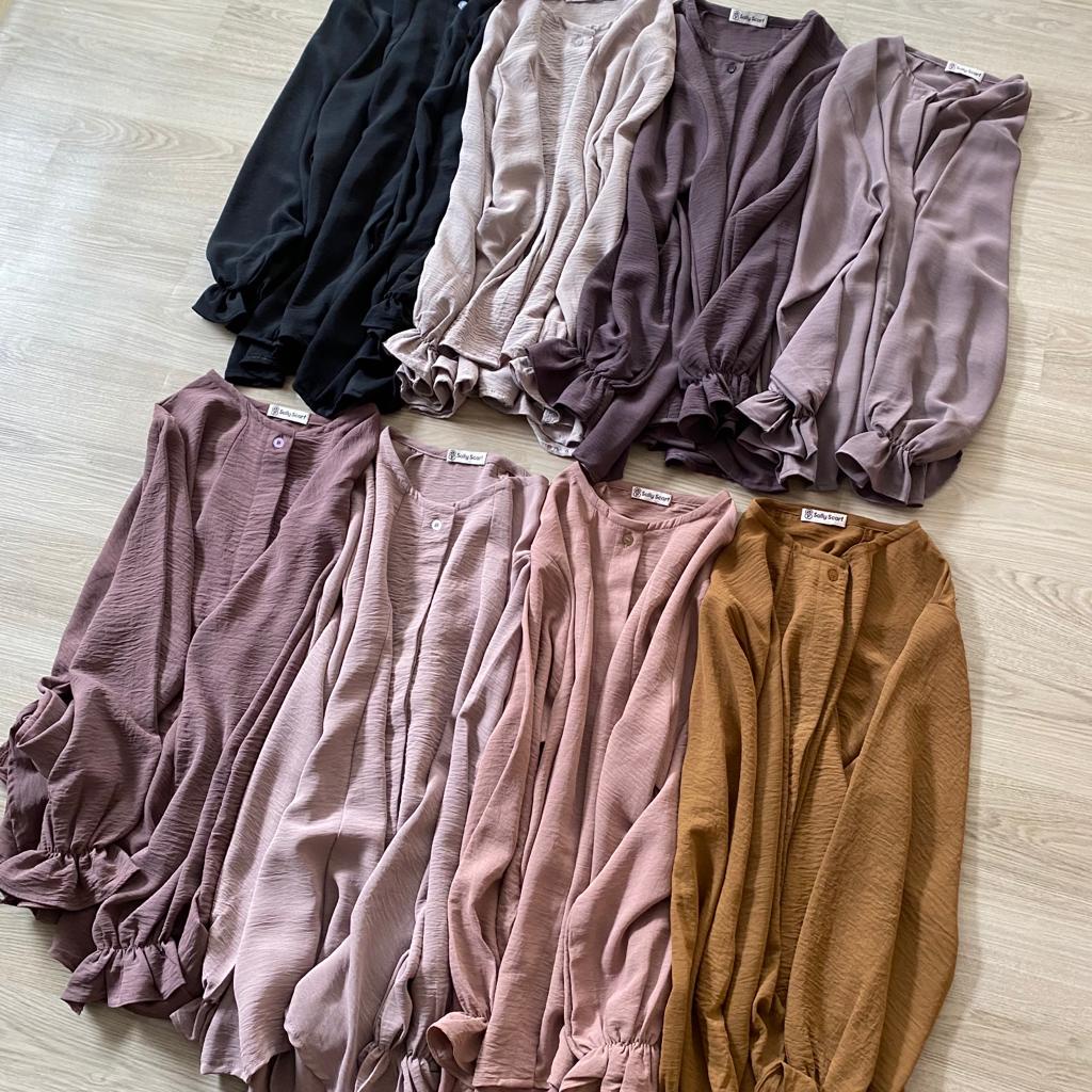 Anona crinkle airflow blouse wanita busui full kancing / oversized-7