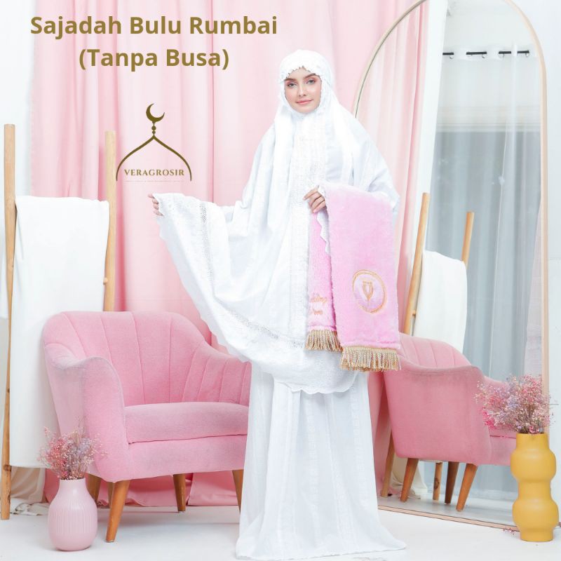 SAJADAH BULU RASFUR Rumbai Sajadah Turki Tipis Sejadah Travel Lipat Gratis Bordir Tasbih