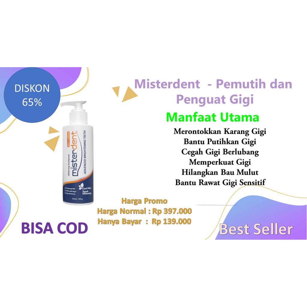 MISTERDENT BRIGHTENNING TEETH - Pemutih Gigi Penguat Gigi