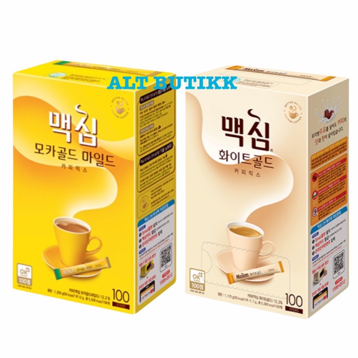 

RB MAXIM COFFEE 1 BOX isi 100 sachet MOCHA GOLD / WHITE GOLD / ORIGINAL KOPI KOREA