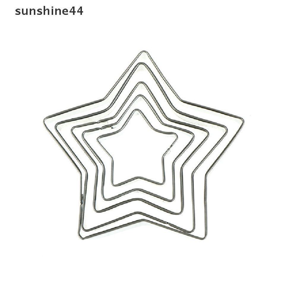 Sunshine 5pcs Cetakan Pemotong Kue / Biskuit diy Bentuk Bintang Bahan stainless steel