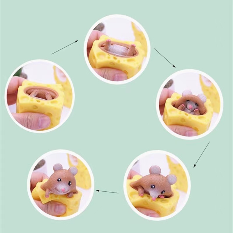 Skyhigh Mainan Squishy Mouse Squisi Tikus Keju Karet Silikon / Mainan Pencet Pop It Lucu Murah Penghilang Stress