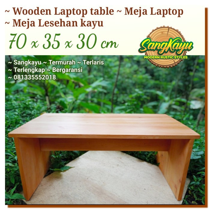 Meja komputer meja laptop 70x35x30cm meja lesehan laptop table kayu