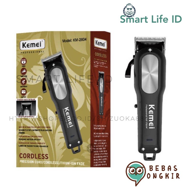 Kemei KM 2604 Alat Cukur Rambut Hair Clipper Cordless Precision Professional Mesin Cukuran KM-2604