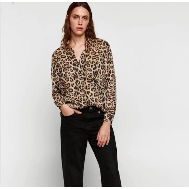 zara blouse leopard