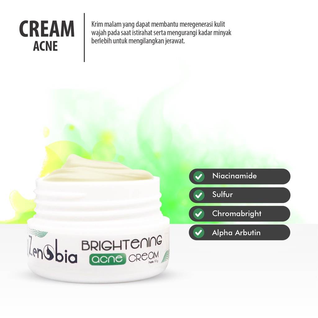 Zenobia Night Cream Acne Series 10gr BPOM 100% ORIGINAL