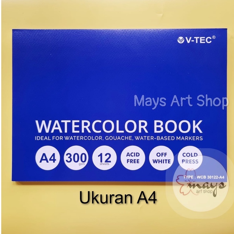 

Watercolor Book A4 V-Tec 300 gsm / Vtec Sketch Drawing Book Cat Air / Water colour Buku Gambar Pad Murah