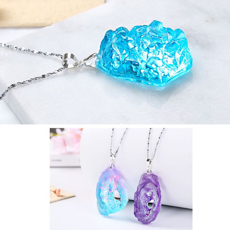 SIY  DIY Natural Stone Resin Mold Crystal Quartz Rock Cluster Geode Druzy Gem Pendant Silicone Mold Resin Jewelry Making Tool