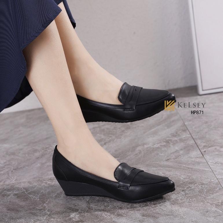 Kelsey Sepatu Pantofel Wanita Kulit Kerja Kantor Formal HP871 {PKK.10Jn22х}