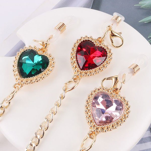 tali gantungan masker hati heart gems mask chain hig077 (4G4)