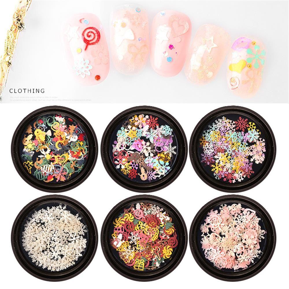 Preva Nail Art Decor Glitter Stiker Kuku Warna Campur Dekorasi Natal 3D