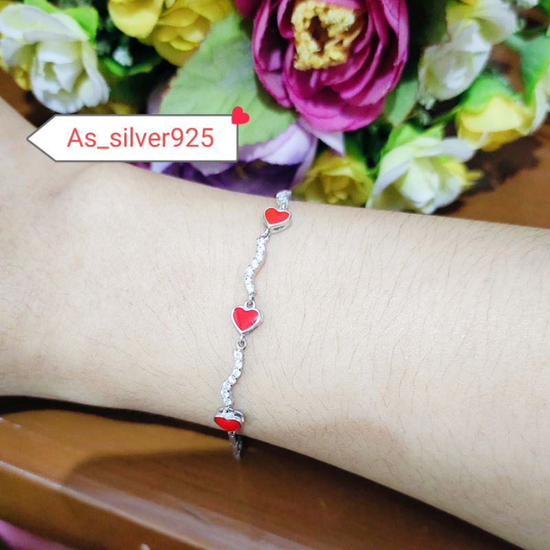GELANG PERAK PADI VARIASI ASLI SILVER 925 LAPIS MAS PUTIH - GT WANITA IMPORT
