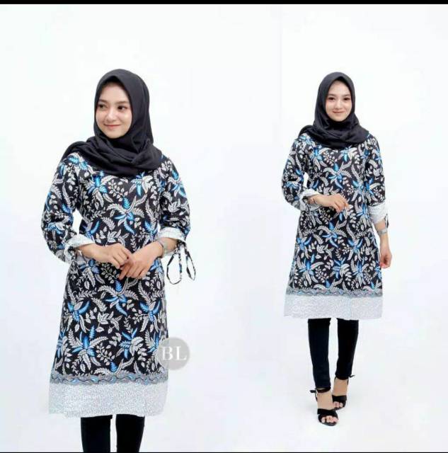 Batik couple keluarga sania ruffle ori ndoro jowi dnt motif blarak biru-2