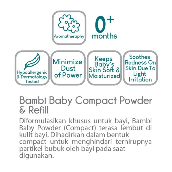 Bambi Baby Care Cologne / Compact Powder / Hair Lotion / Anti Mosquito / Face Cream / Diaper / Prickly Powder / Mild Lotion / Sunscreen / Mom Anti Stretchmark / Minyak Wangi Bayi 100 ml CBKS