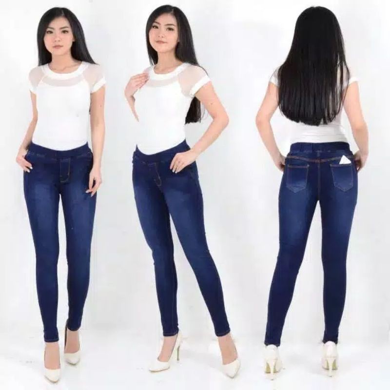 LEGGING JEANS WANITA WARNA BIRU DONGKER