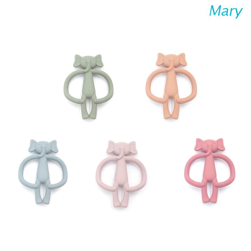 Mary Mainan Teether Bentuk Gajah Bahan Silikon Bebas BPA Untuk Bayi