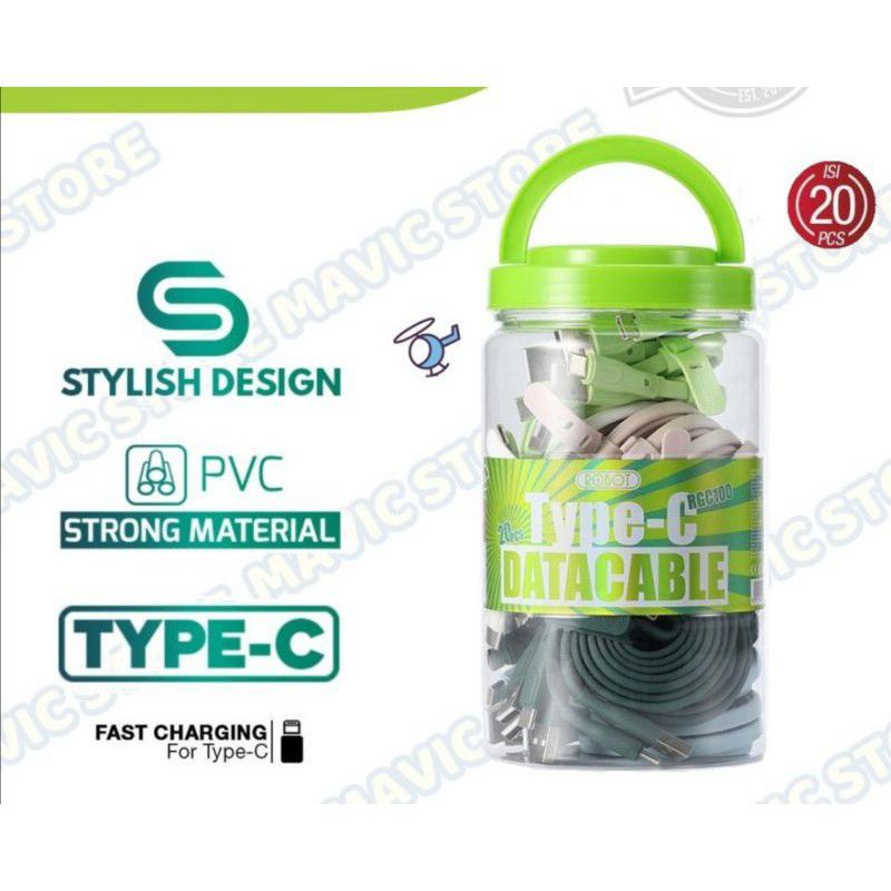 CABLE KABEL CASAN CHARGER MERK ROBOT USB TIPE TYPE C 2.4 AMPER CABLE DATA ROBOT RGC 100 RGC100