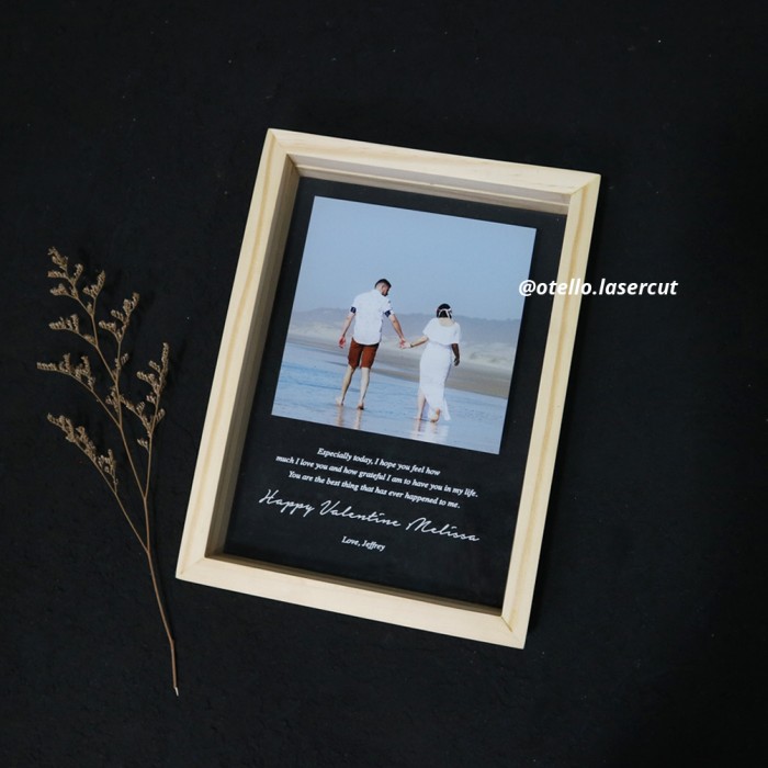 Wooden Floating Frame Photo Words Custom Hadiah Valentine Foto Pacar Valentines Gift Kado Romantis